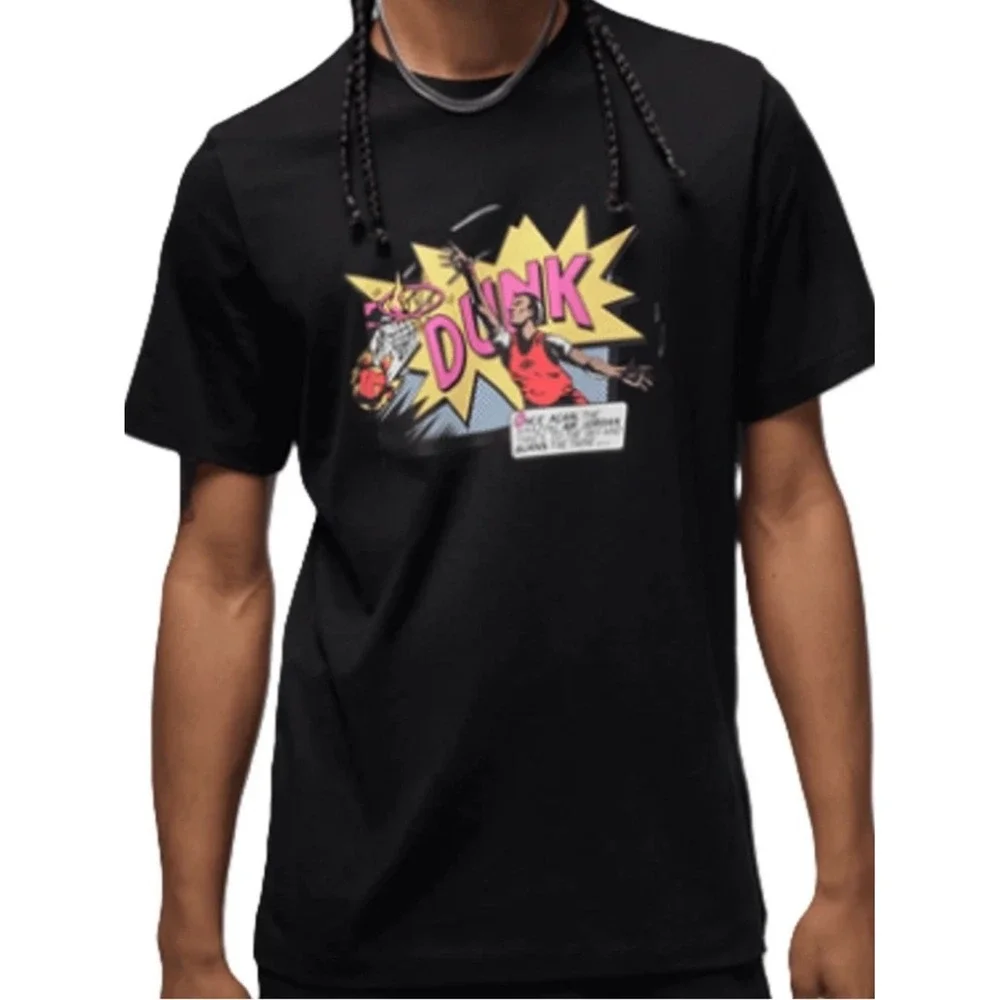 Air Jordan Mens‎ Dunk Tee Black/Multi Color Size Large Basketball